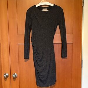 Elegant charcoal knit Long Sleeve Dress